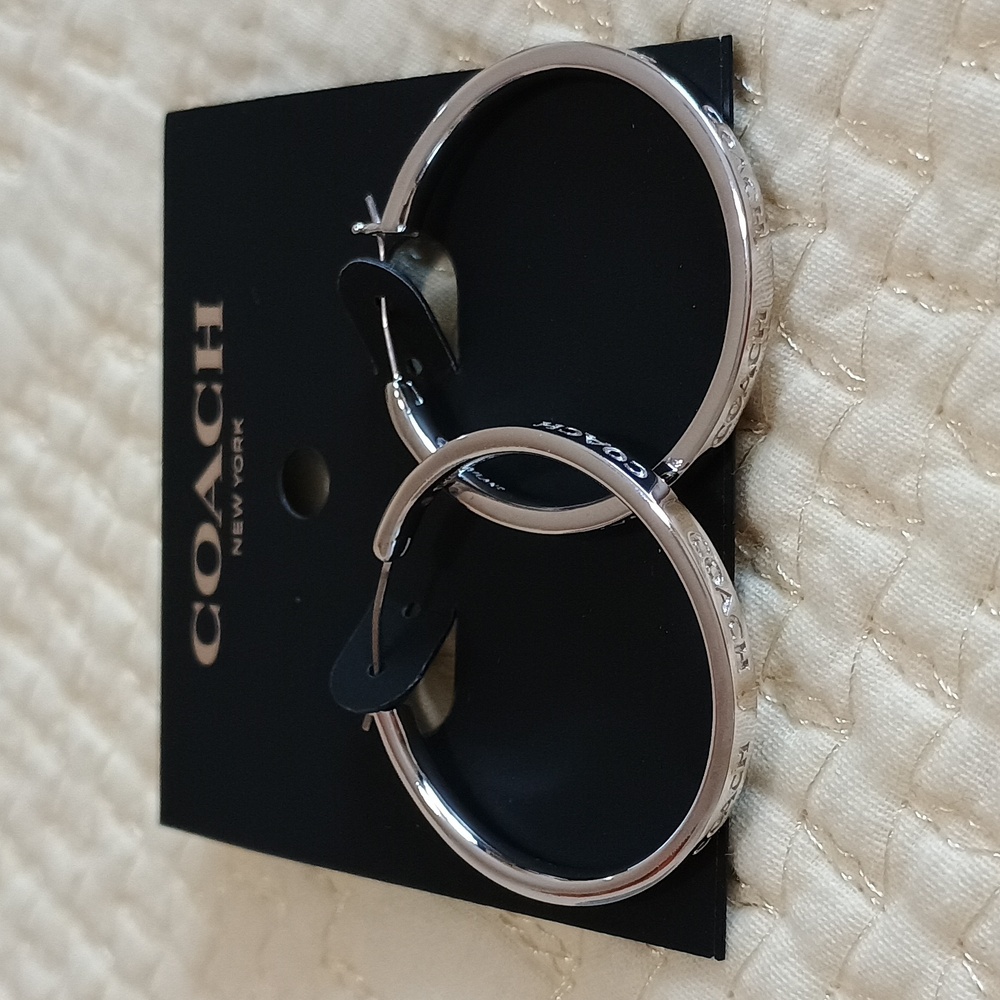 Coach Silver Tone Hoop Earrings